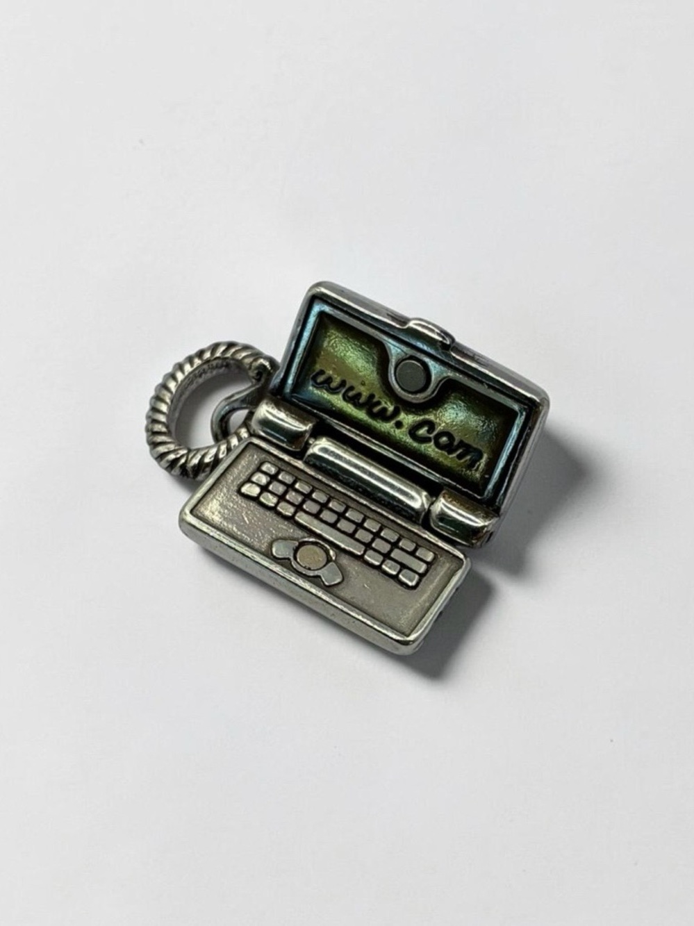 Brighton Silver-Tone Laptop Red Heart Computer Pendant Charm